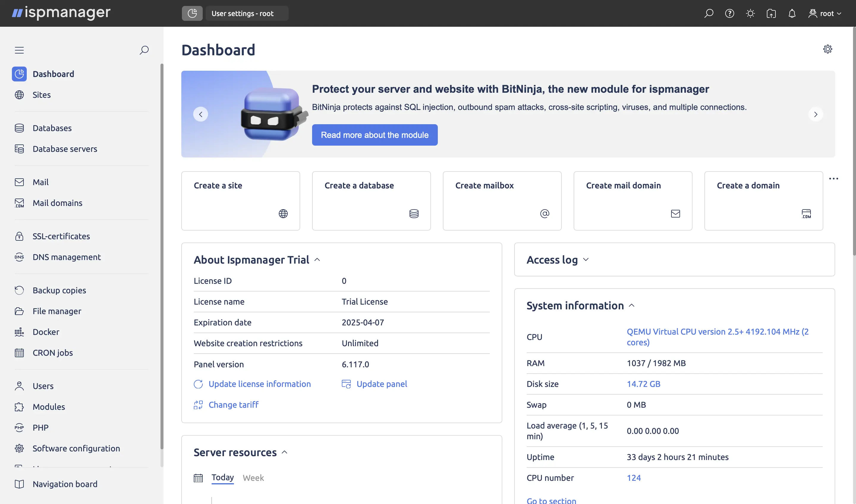ispmanager dashboard